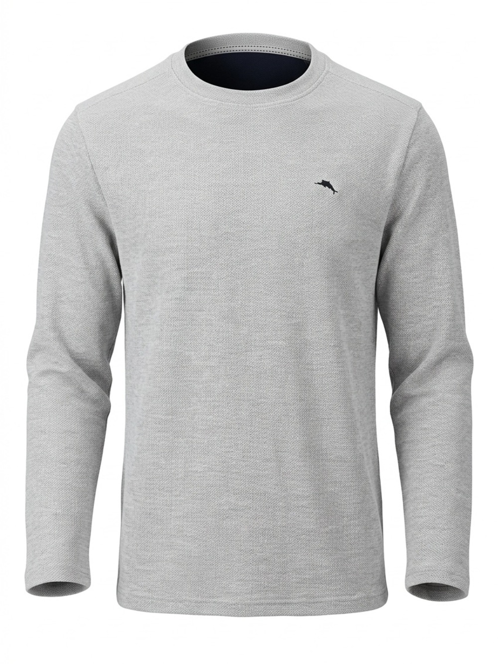 Tommy Bahama Light Gray Crewneck Long-Sleeve Shirt